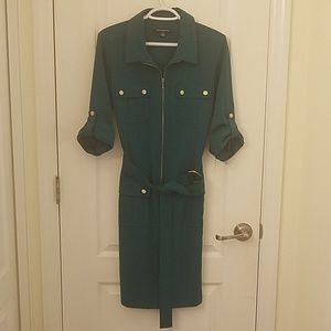 Business Casual Teal & Gold Dress